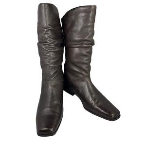 Croft & Barrow Brown Women's Calf Riding Boots Leather Square Toe Size 9.5